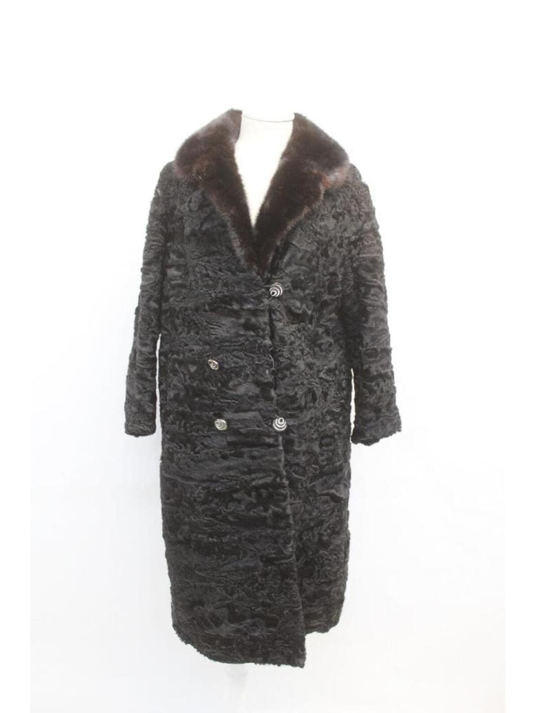 Scrap Item: Black Astrakhan Lamb & Mink Fur Coat Jacket Women Woman Size N/A